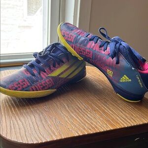 Adidas Blue and Yellow Sneakers with Mesh Upper and Cushioned Sole